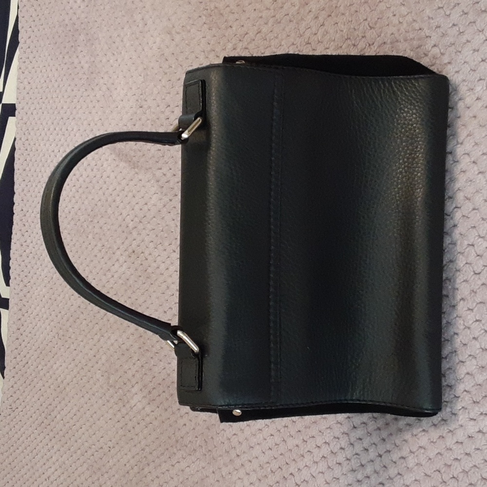 kate spade black Magnolia Park Suede Laurel pebbled leather satchel handbag - Picture 6 of 11